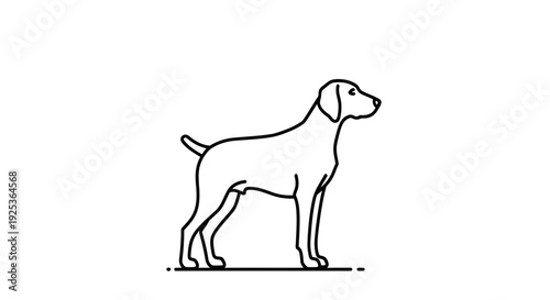 Minimalist Line Art of a German Shorthaired Pointer Dog Standing Profile View