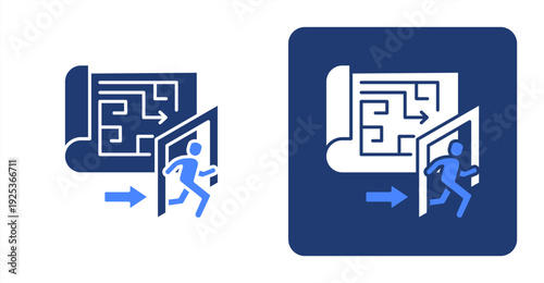 Evacuation Planning icon, with contrast background.