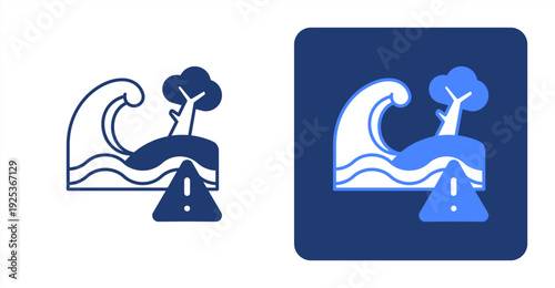 Tsunami Warning icon, with contrast background.