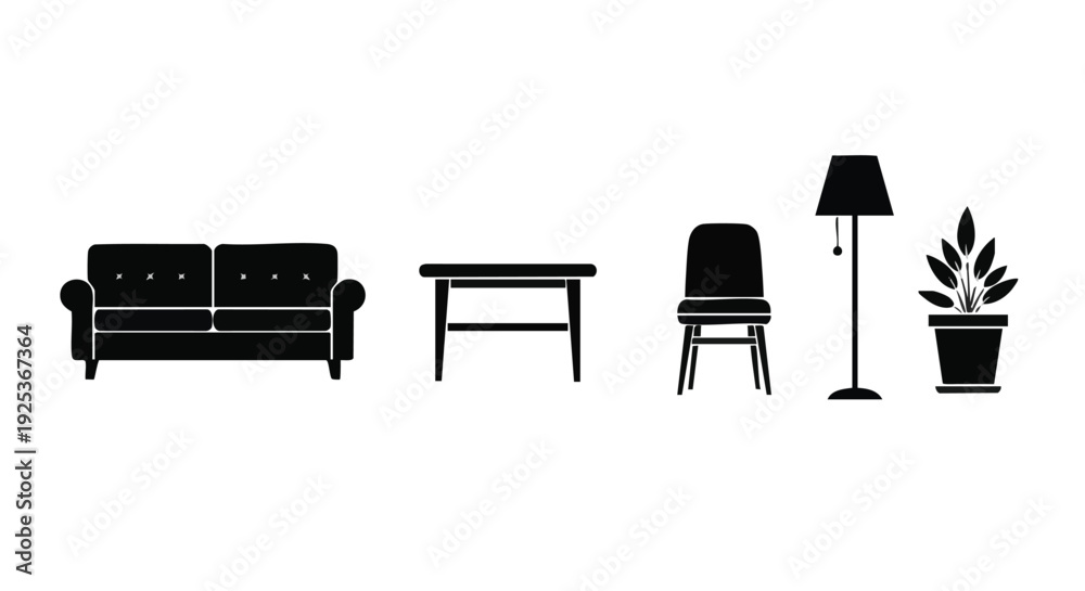 Fototapeta premium Set of 5 furniture icons vector