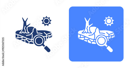 Drought Analysis icon, with contrast background.