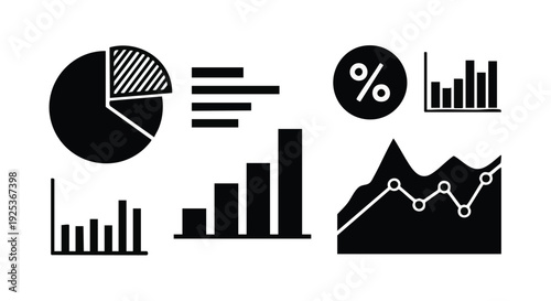Set of 7 business infographic icons vector