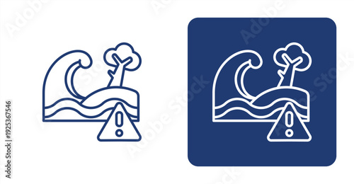 Tsunami Warning icon, with contrast background.