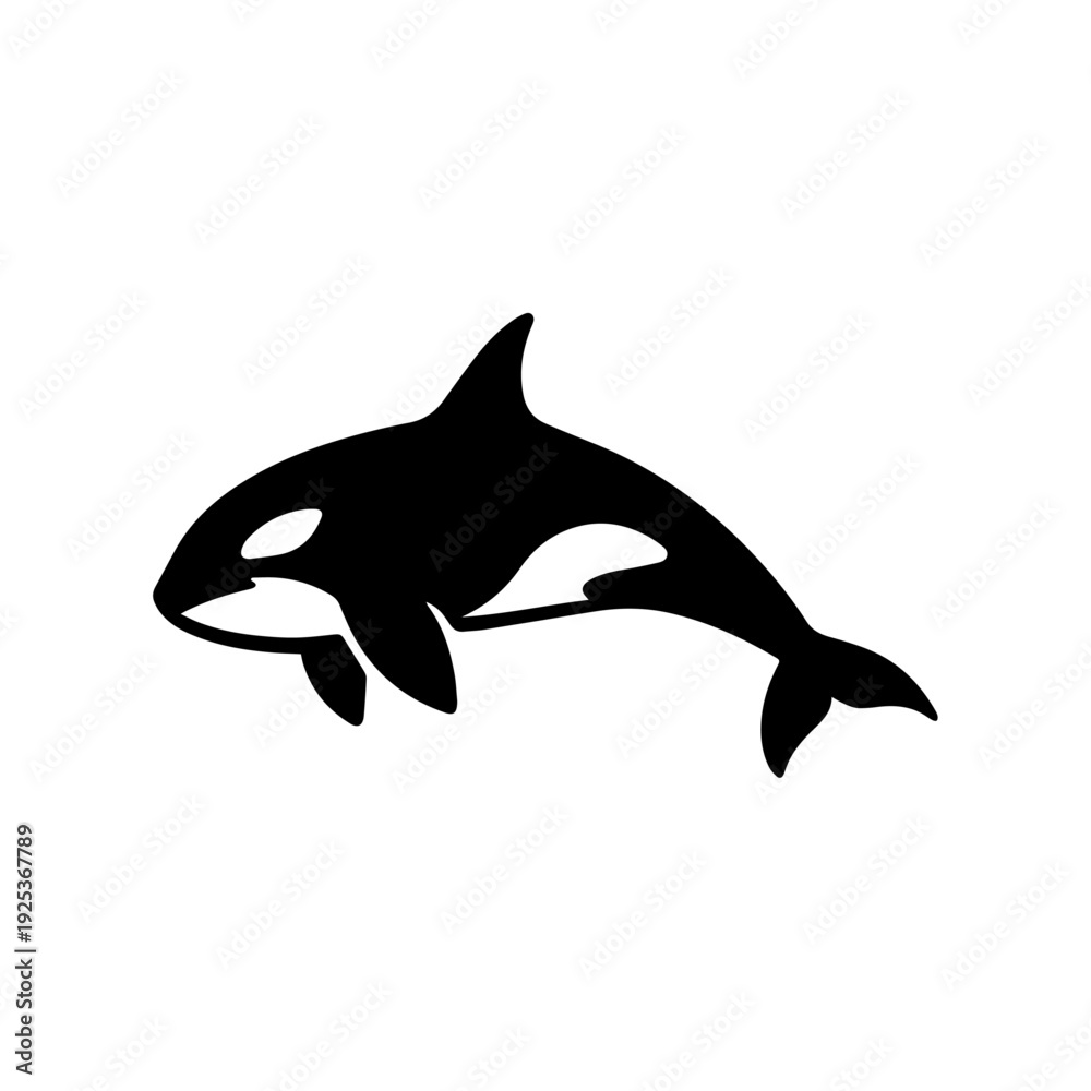 Fototapeta premium Simple black orca silhouette illustration