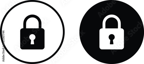 Two padlock icons, one in a circle and the other in a black circle, representing security and privacy