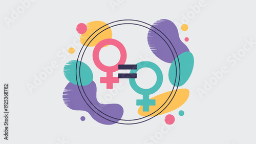 colorful gender equality symbol with abstract shapes