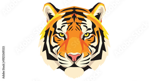 Vibrant Tiger Head Illustration with Orange and Black Stripes.