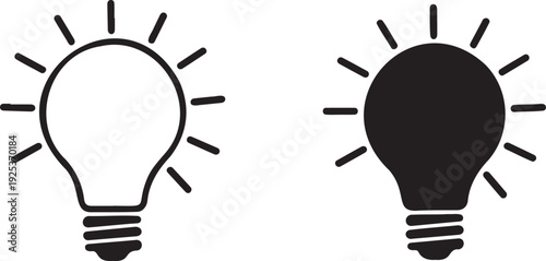 Light Bulb Outline and Solid Icon Set