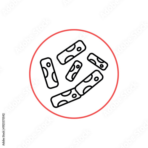 icon bacillus bacteria cells in a circular laboratory petri dish, isolated against a clean background.