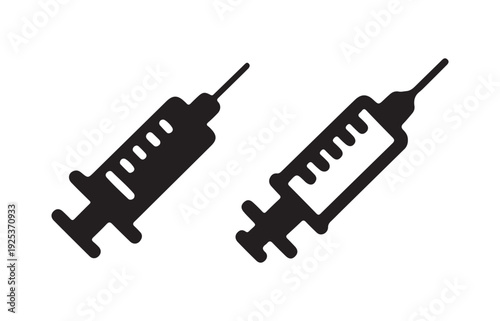 Medical Syringe Injection Silhouette Icon For Vaccine And Immunization