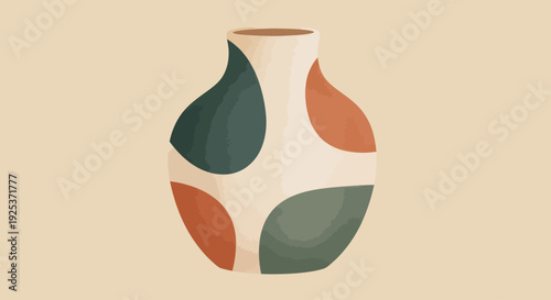 Abstract Ceramic Vase with Organic Shapes and Earthy Tones.
