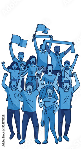 Group of People Celebrating with Flags.