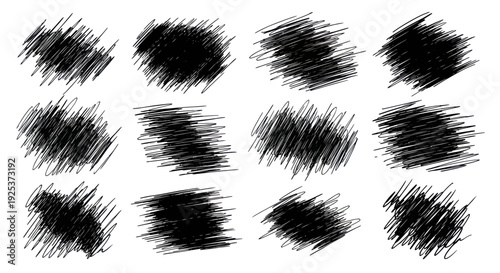 Collection of Black Scribble Brush Strokes and Textures.