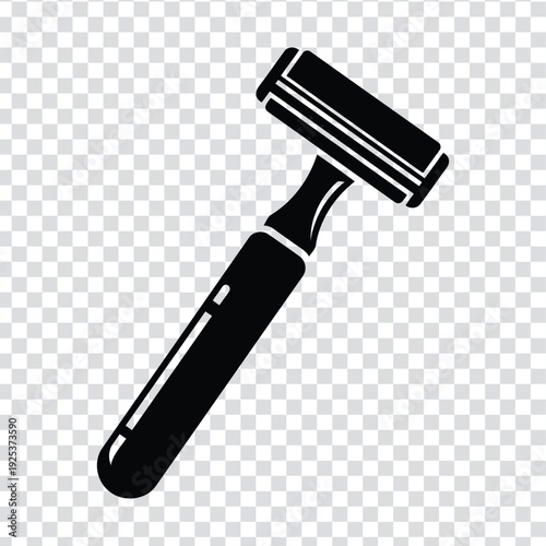 Black silhouette of a safety razor on a transparent background