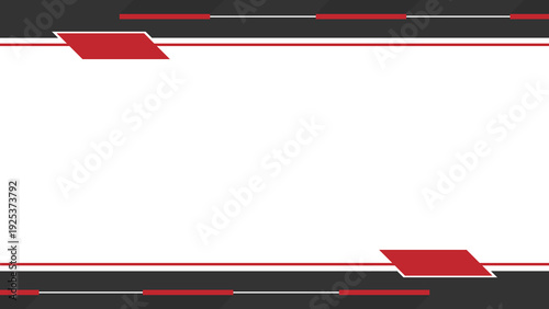 Modern Background Red and Black Geometric Frame Border Banner Template With Clean White Center for Business Presentations