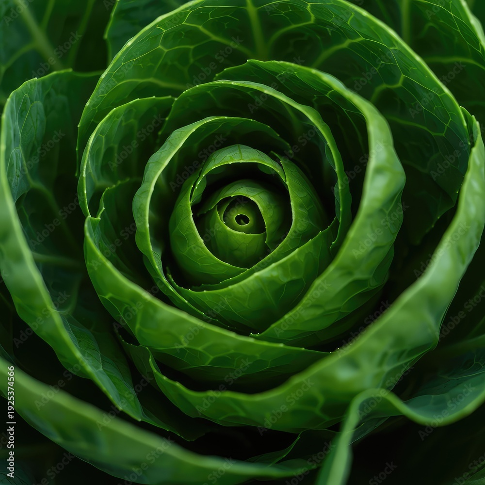Fototapeta premium A macro shot capturing the intricate, deep texture of vibrant, healthy, curly green vegetable leaves. Focusing on fresh organic food background ,leaf ,healthy ,nature