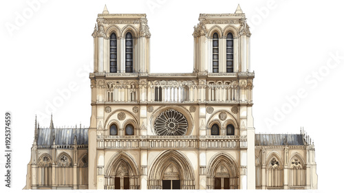Notre-Dame Cathedral. Notre-Dame Cathedral watercolor vector illustration