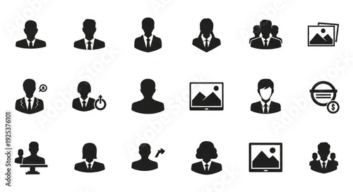 Collection of user profile icons and interface elements.