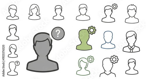 Collection of User Icons Representing People and Settings.
