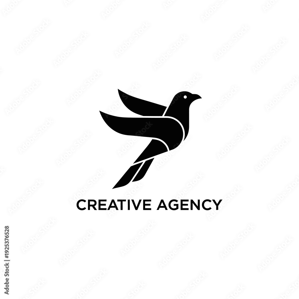 Obraz premium Minimalist black bird logo for a creative agency.