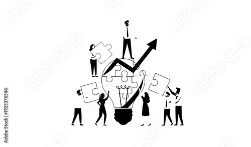 Creative Teamwork and Business Strategy Vector Concept