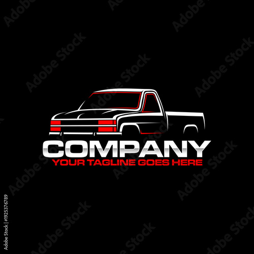 American Pickup Truck Logo Design, Heavy Duty Transport Vehicle Vector Illustration