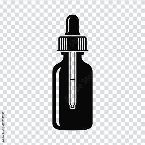 Black silhouette of a dropper bottle with dropper on top