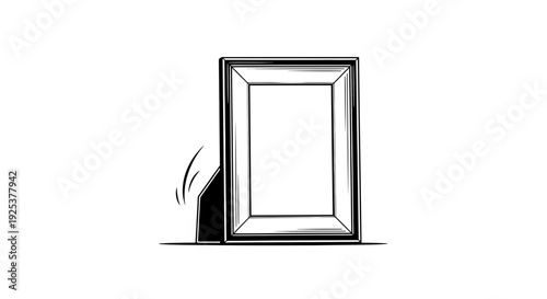 Empty Picture Frame with Wobbling Stand on White Background
