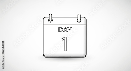 First Day Calendar Icon Sketch, Beginning, Start, New Project, Planning, Day 1 Concept