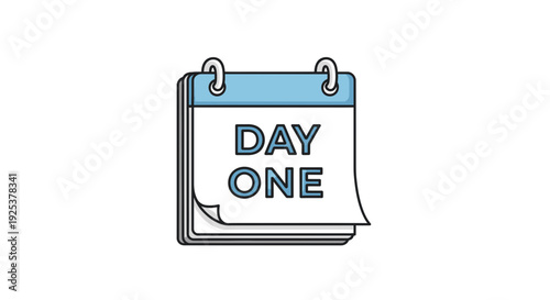 Day One Calendar Page Icon, First Day Concept, New Beginning, Simple Vector Illustration