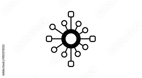 Abstract Network Hub Connection Icon Symbolizing Data Distribution and Interconnectedness