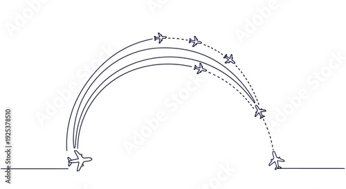 Airplanes Flying in Formation with Contrails Over a Horizon
