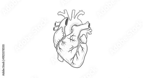 Anatomical Heart Drawing - Black and White Medical Illustration