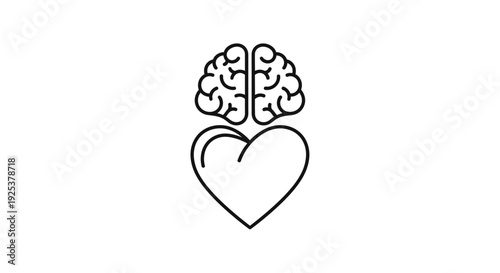 Brain and Heart Icon Symbolizing Logic, Emotion, and Mental Health Balance