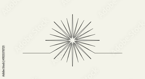 Abstract Starburst Graphic Element with Horizontal Line on Cream Background