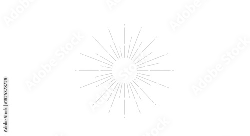 Abstract Sunburst Bursting Light Rays Radiating from Center on White Background