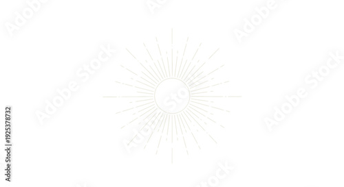Abstract Sunburst Rays Radiating from Center Circle, Minimalist Geometric Light Burst