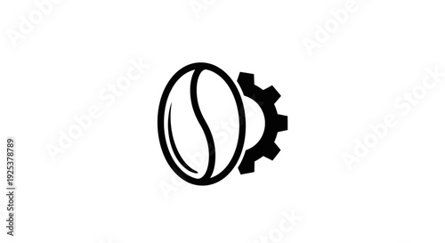 Coffee Bean and Gear Icon for Industry and Technology Concept