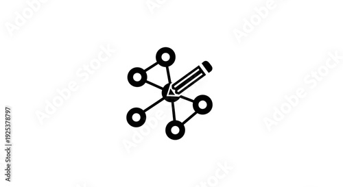 Creative Network Pencil Icon for Idea Generation and Collaboration
