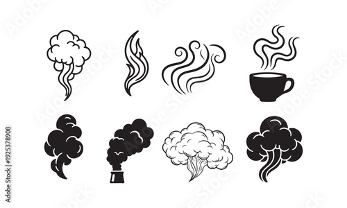 Collection of various smoke and steam illustrations