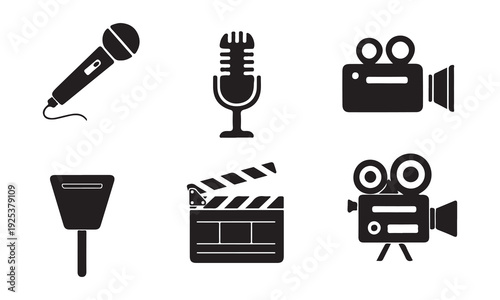 Film and music production icon set