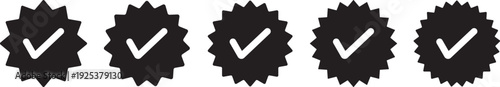 Blue Verified badge icon set. Blue tick check with social media account icon. blue verified icon, social media account verify icons. Blue Verified badge icon set. Blue tick check with social media 