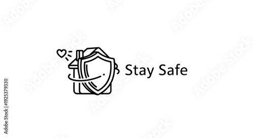 Stay Safe Home Shield Protection Heart Icon