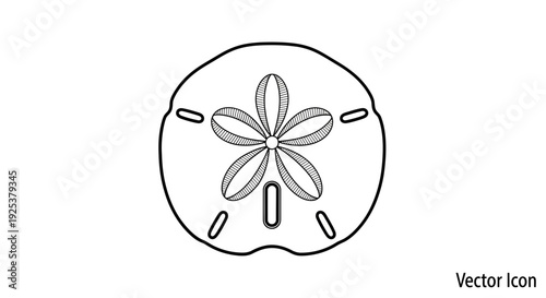 Sand Dollar Icon Outline Vector Illustration - Marine Life Symbol