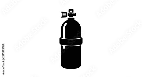Scuba Diving Tank Icon, Black Silhouette, Isolated on White Background