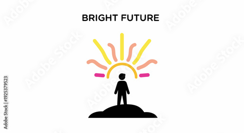 Silhouette of a person looking at a bright sun, symbolizing hope and a bright future