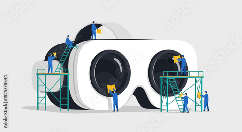 VR Headset Maintenance Workers Repairing Equipment.
