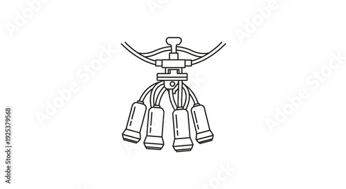 Milking cluster with teat cups and hoses for automated dairy farm equipment