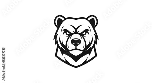 Fierce Grizzly Bear Head Mascot Vector Illustration on White Background