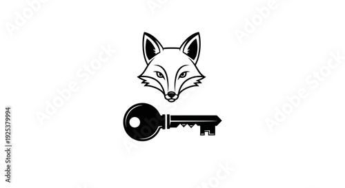 Fox Head and Key Symbol for Security and Intelligence Concept